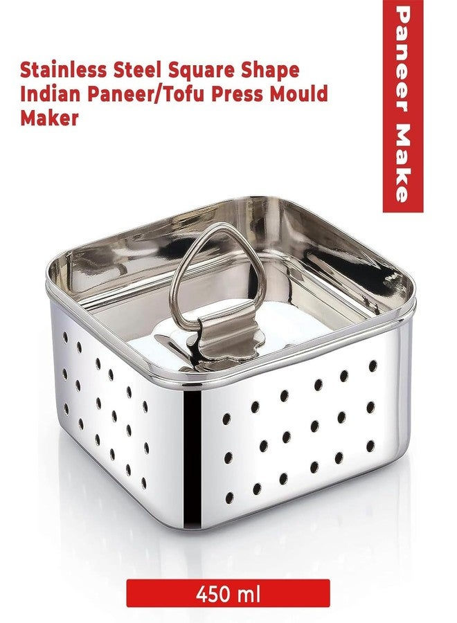 Klassi Kichen Stainless Steel Square Shape Indian Paneer/Mould Maker 450ml Collapsible Strainer (Silver Pack of 1) - Image 2